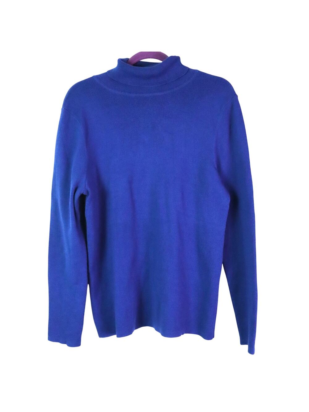 Chicos 3 Royal Blue Turtleneck Cotton Blend Womens XL Stretch Classic Minimalist